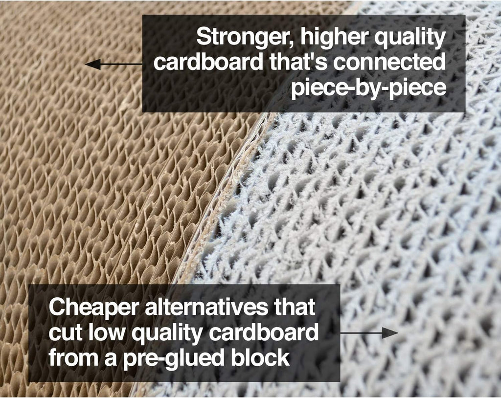3-Sided Vertical Cat Scratching Post and Lounge, 18" x 10.5" x 15.9", Multi-Angle Scratching Pad with 6 Usable Sides, Made from 100% Recyclable Cardboard