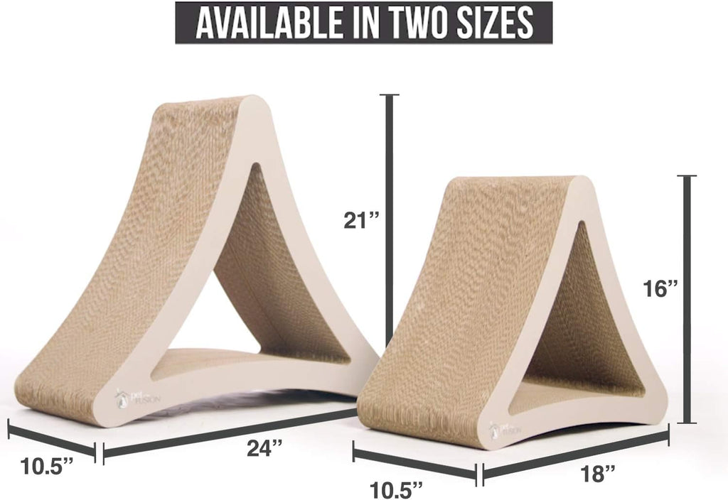 3-Sided Vertical Cat Scratching Post and Lounge, 18" x 10.5" x 15.9", Multi-Angle Scratching Pad with 6 Usable Sides, Made from 100% Recyclable Cardboard