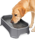 Extra Large Outdoor Dog Water Bowl - 1.25 Gallon Capacity, Spill-Proof Trough Style Dish for Indoor and Outdoor Use, Gunmetal Grey