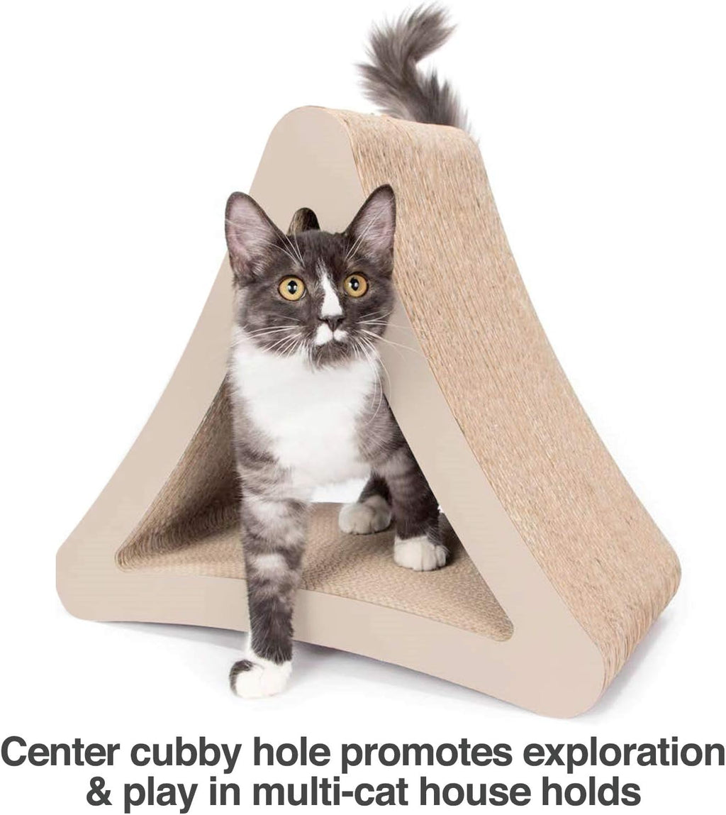 3-Sided Vertical Cat Scratching Post and Lounge, 18" x 10.5" x 15.9", Multi-Angle Scratching Pad with 6 Usable Sides, Made from 100% Recyclable Cardboard