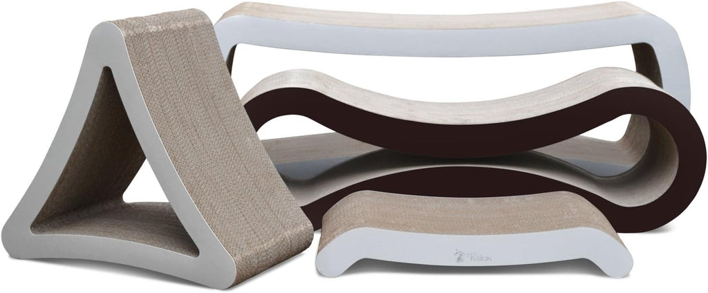 3-Sided Vertical Cat Scratching Post and Lounge, 18" x 10.5" x 15.9", Multi-Angle Scratching Pad with 6 Usable Sides, Made from 100% Recyclable Cardboard