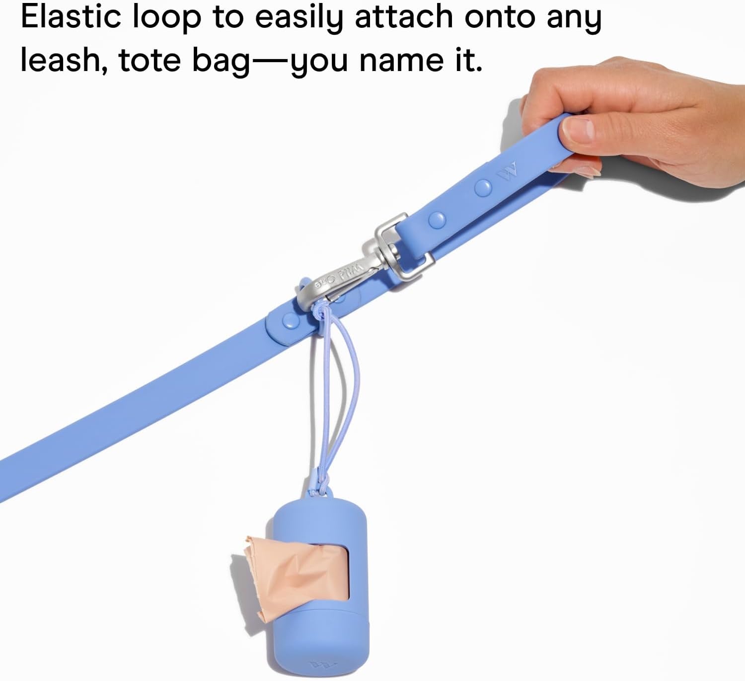 Dog Waste Bag Holder and Dispenser with Leash Attachment, Leak-Proof Design, Easy Twist Top for Refills, Includes 1 Roll of Bags, Blush