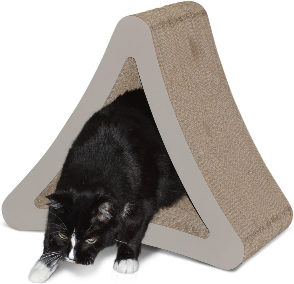 3-Sided Vertical Cat Scratching Post and Lounge, 18" x 10.5" x 15.9", Multi-Angle Scratching Pad with 6 Usable Sides, Made from 100% Recyclable Cardboard