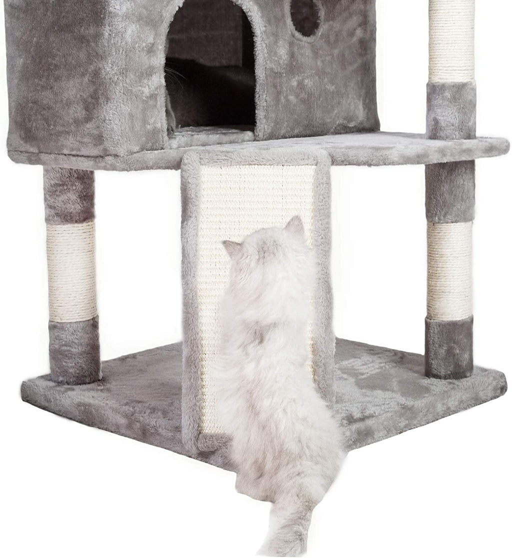 Extra Large Cat Tree, 73.4-Inch Activity Center with Three Caves, Three Cozy Perches, Scratching Posts, and Stability for Kittens and Large Cats, Light Gray MPJ032W