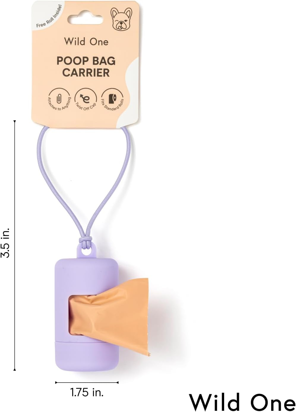 Dog Waste Bag Holder and Dispenser with Leash Attachment, Leak-Proof Design, Easy Twist Top for Refills, Includes 1 Roll of Bags, Blush